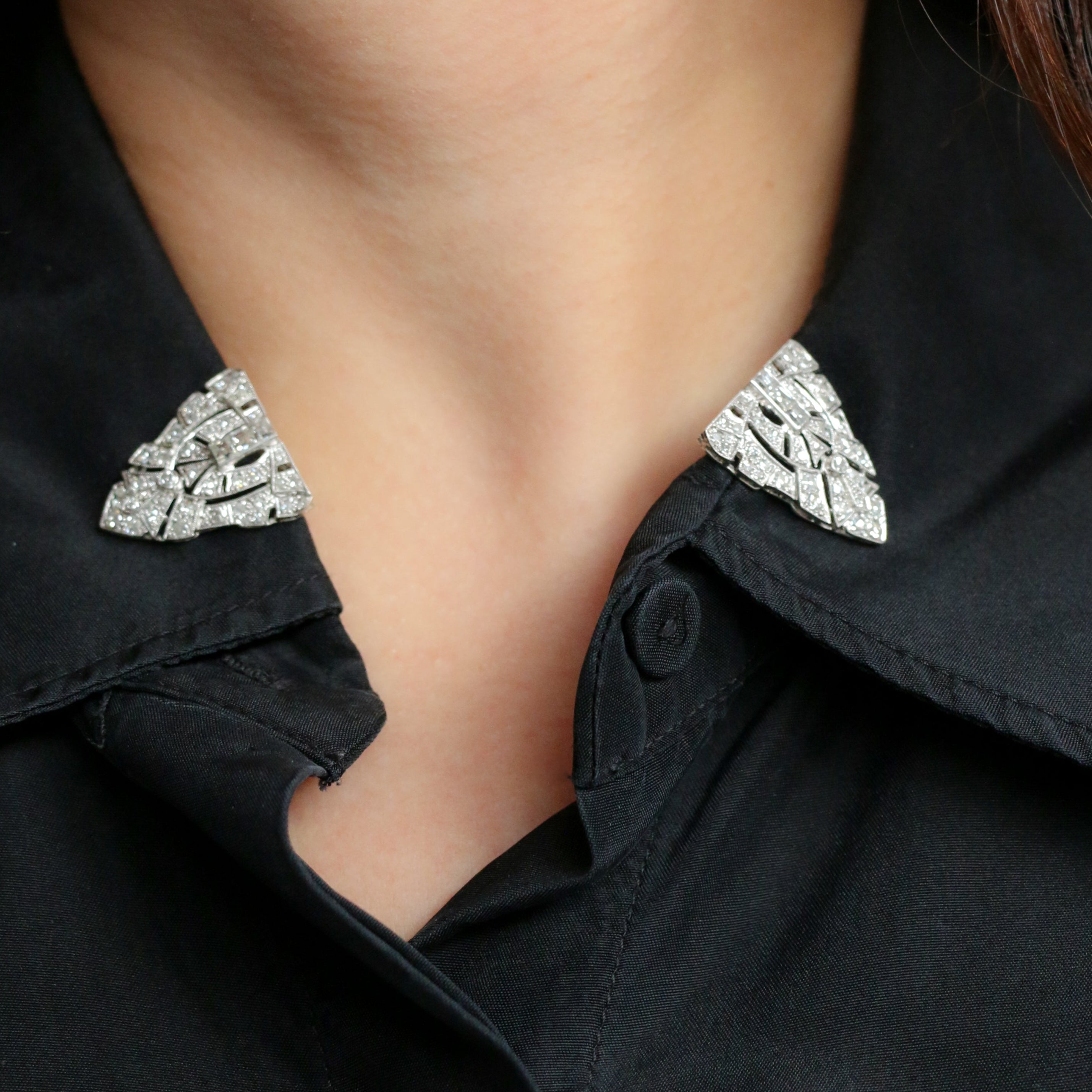 Broche vintage signée art deco diamants - Estimation bijoux Côte d'Azur